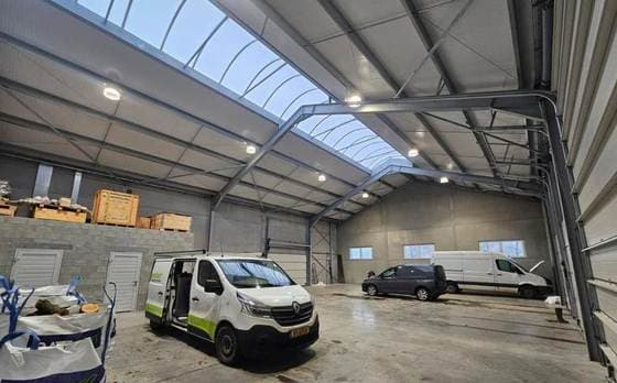 Inside view of the barn with LED lighting